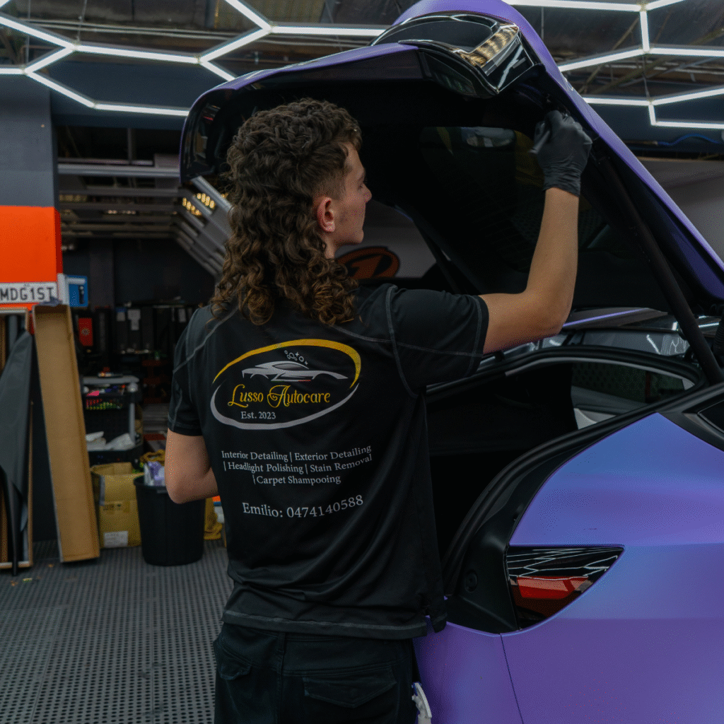 Owner of Lusso Autocare doing car detailing in Adelaide