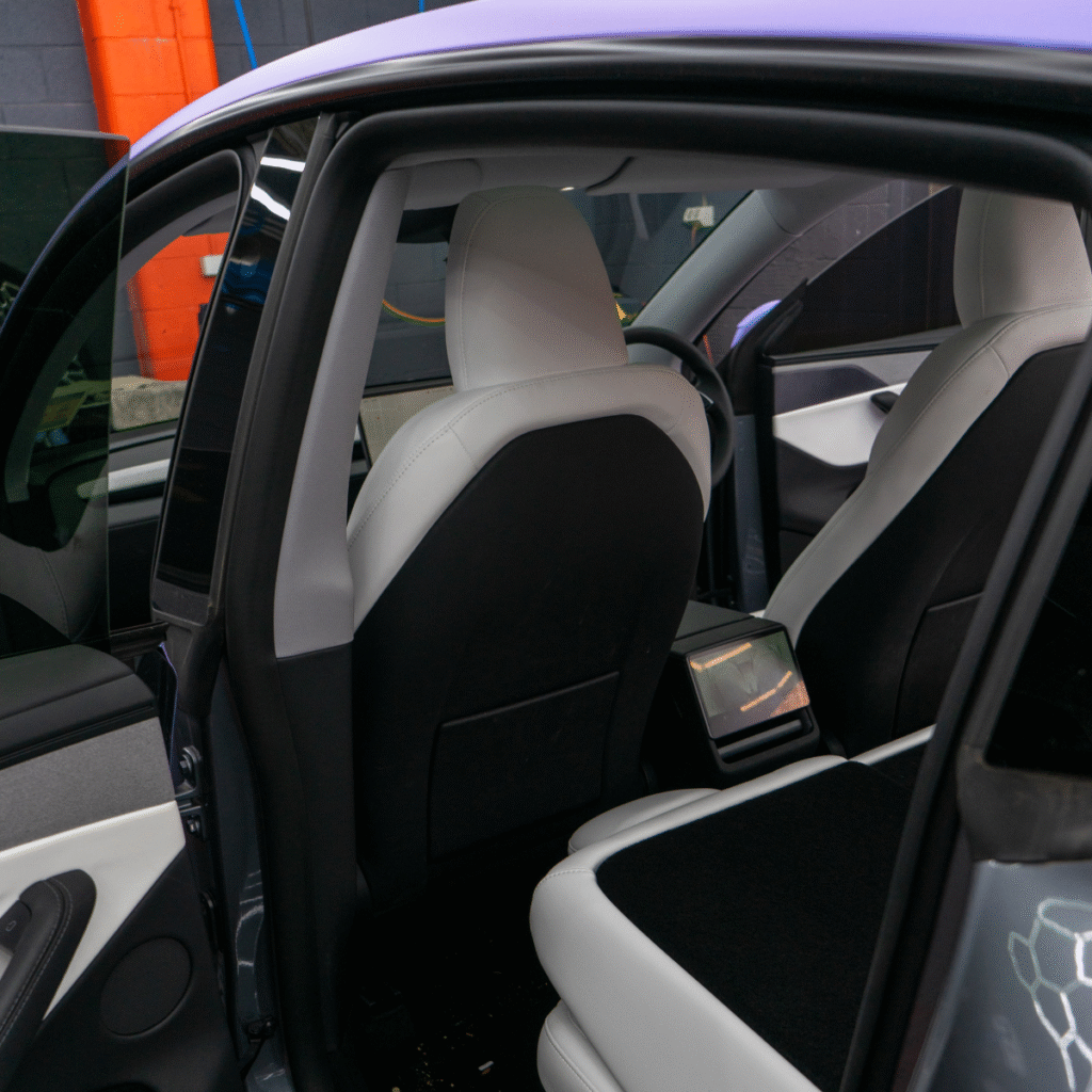 Tesla that has received luxury interior car detailing