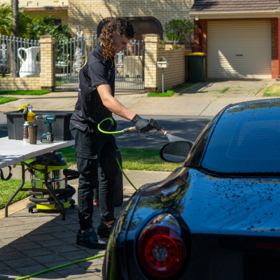 preparing a Ferrari for the best ceramic coating in Adelaide